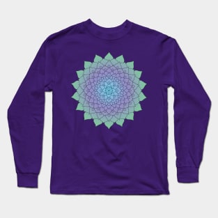 Green Purple Blue Floral Mandala Long Sleeve T-Shirt